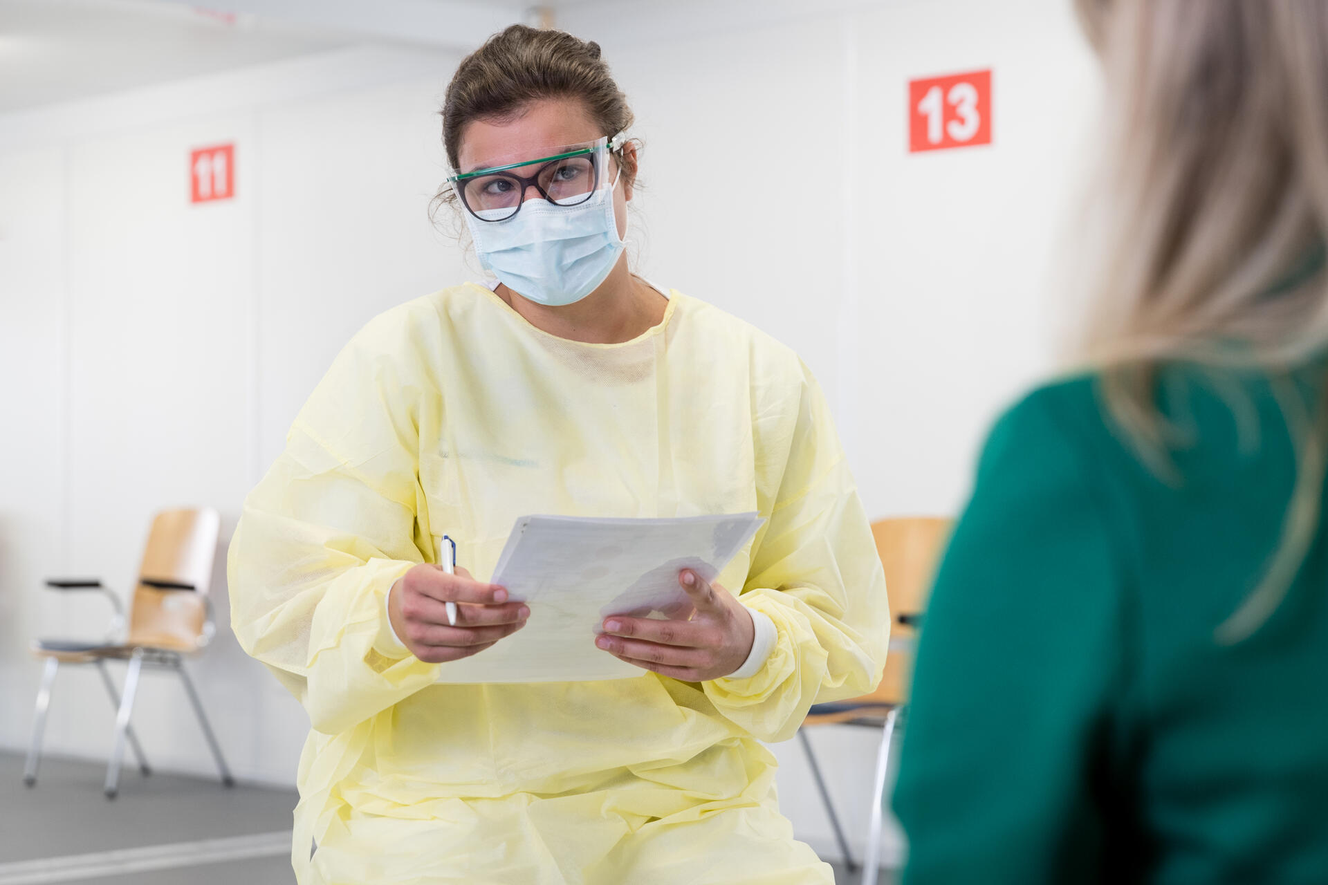 Maskenpflicht im Testzentrum