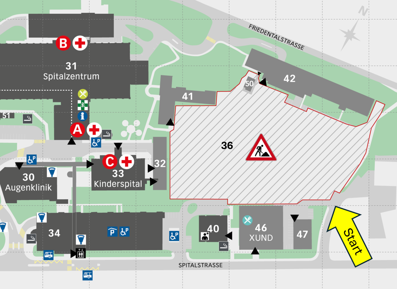 situationsplan neubau mit pfeil und
